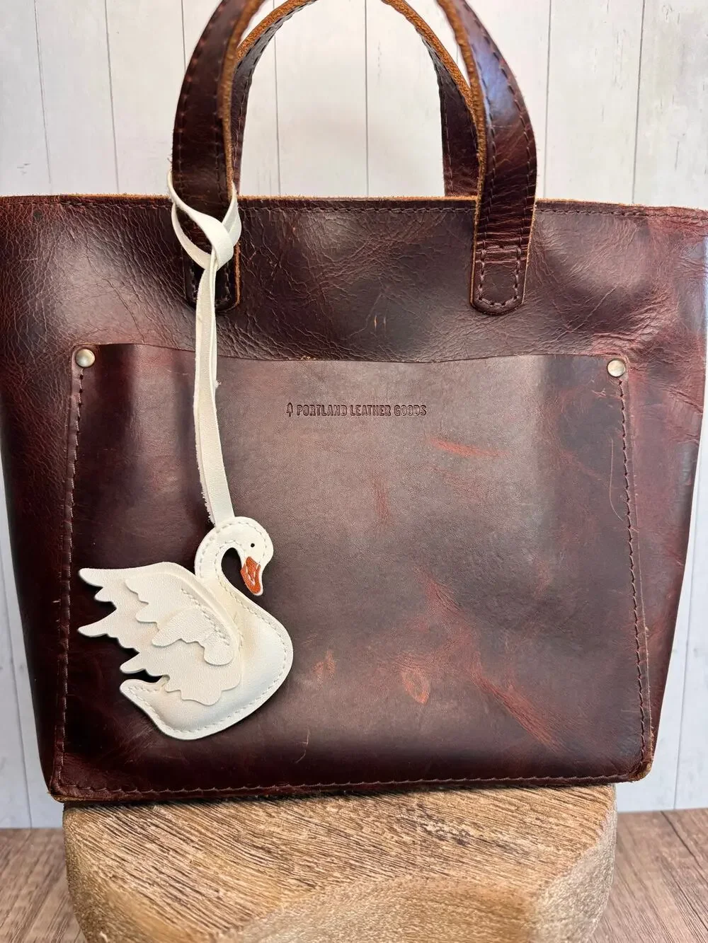 White Swan Beautiful Purse Charm Boho White Vegan Keychain Swans Bag Charm